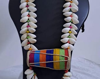 Sea shell necklace with dholak pendant n matching dholak earrings