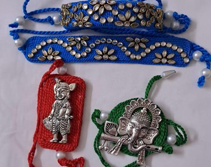 Combo rakhi set for Rakshabandhan festival (4 pcs including Bhai- Bhabhi set)