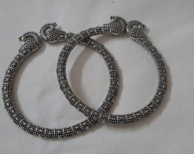 Traditional silver oxidised bangles
