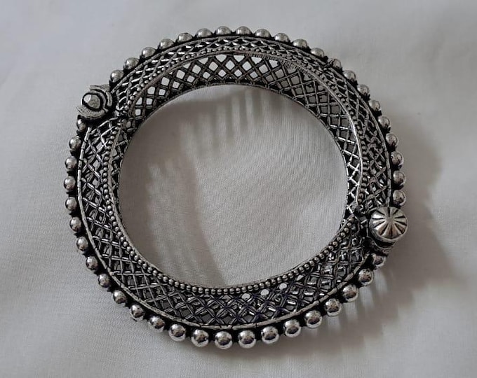 Silver oxidised bracelet/kada