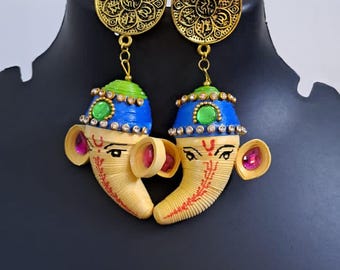 Paper quilling Ganesha earrings
