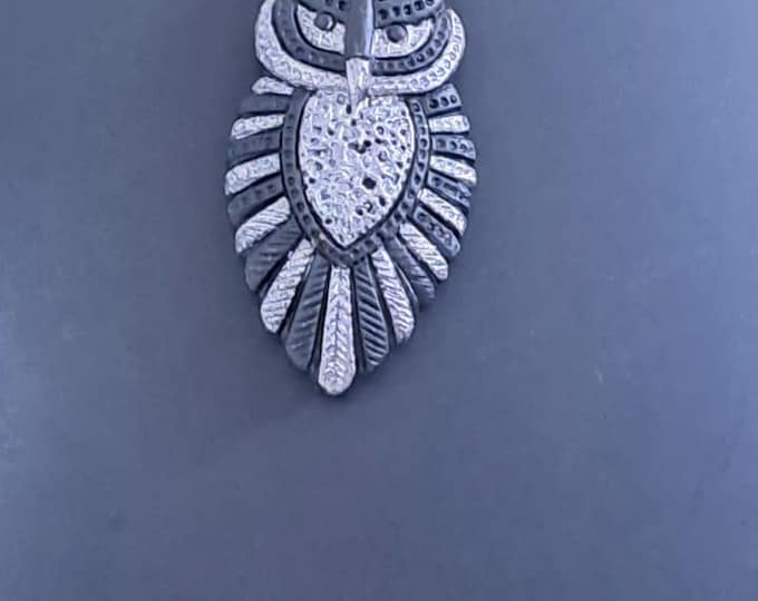 Terracotta owl pendant necklace