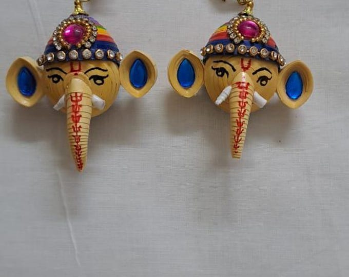 Paper quilling Ganesha earrings