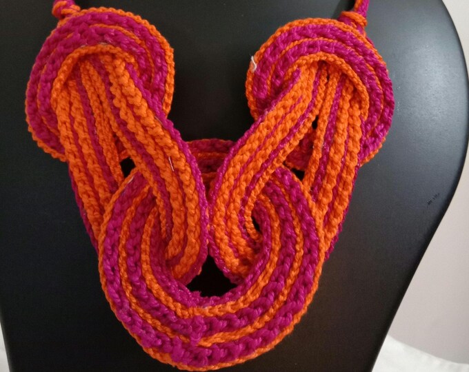 Celtic knot thread necklace with matching thread earrings.