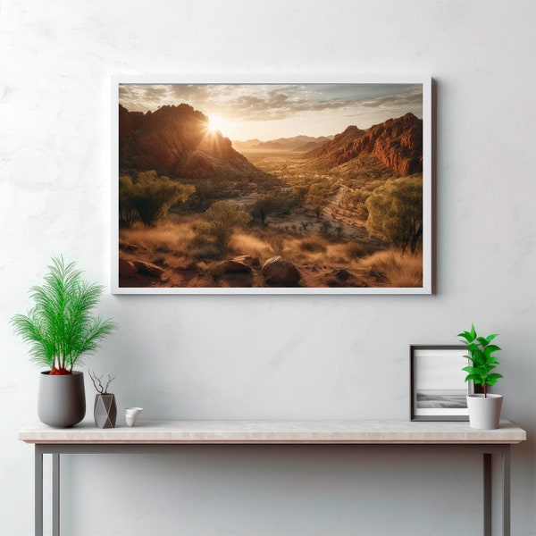 Luminous Landscapes: Sunlit Panorama of the MacDonnell Ranges