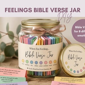 Afdrukbare etiketten voor potjes en deksels van de BIJBELVERS – 16 oz digitale download DIY Feelings Bijbelvers pot in pdf-formaat