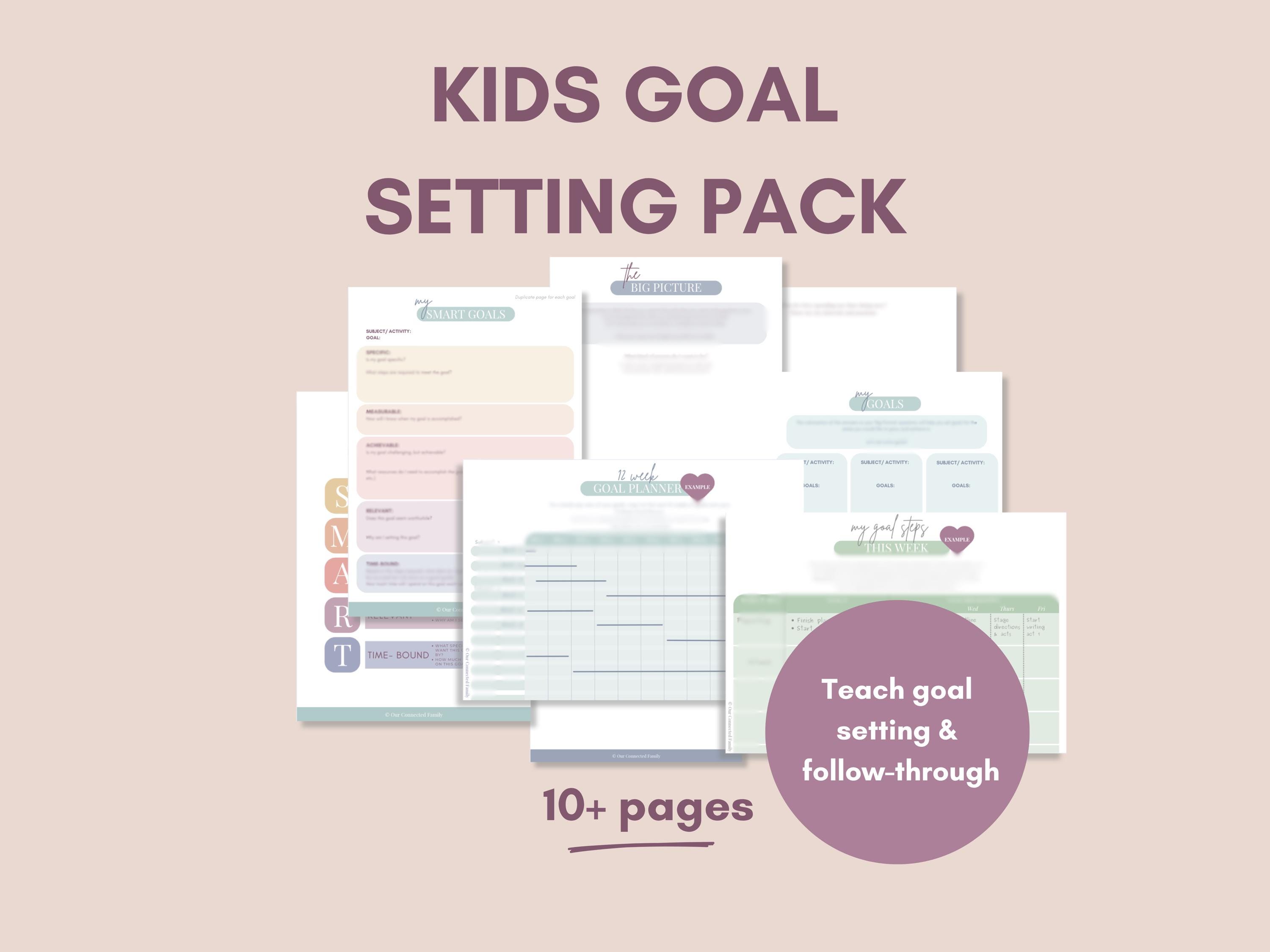 Printable GOAL SETTING PACK Planner & Tracker For Youth And Adult - Motivational Digital Download Plan