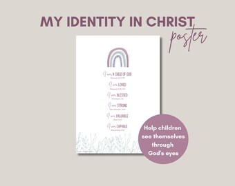Christian Affirmation Poster Print: Child of God, Loved, Blessed (Digital Download)
