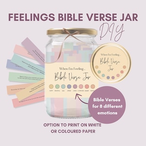 Printable BIBLE VERSE Jar & Lid labels – 16 Oz Digital Download DIY Feelings Bible Verse Jar In Pdf Format