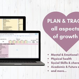 HOMESCHOOL ACADEMIC Mentalhealth PLANNER, Holistic Plan and Emotional Support Progress Spreadsheet Template image 2