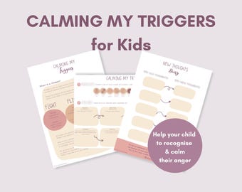 Anger Management Worksheets for Kids: Calming Triggers, Social Emotional Learning (Digital Download)