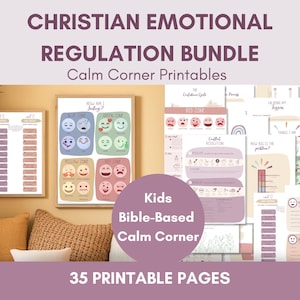 Christelijke kalmerende hoekbundel | Posters over emotionele regulatie voor kinderen | Gevoelenstabel | Christelijk ouderschap | Homeschool SEL afdrukbaar