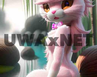 Pink Kitty AI Art – Full Body Digital Download (12000x16000)