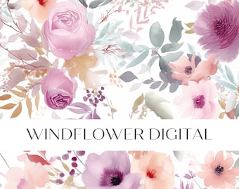 Patrón sin costuras de rosas románticas / Patrón continuo de acuarela rosa para uso comercial / Descarga digital de repetición floral sin costuras