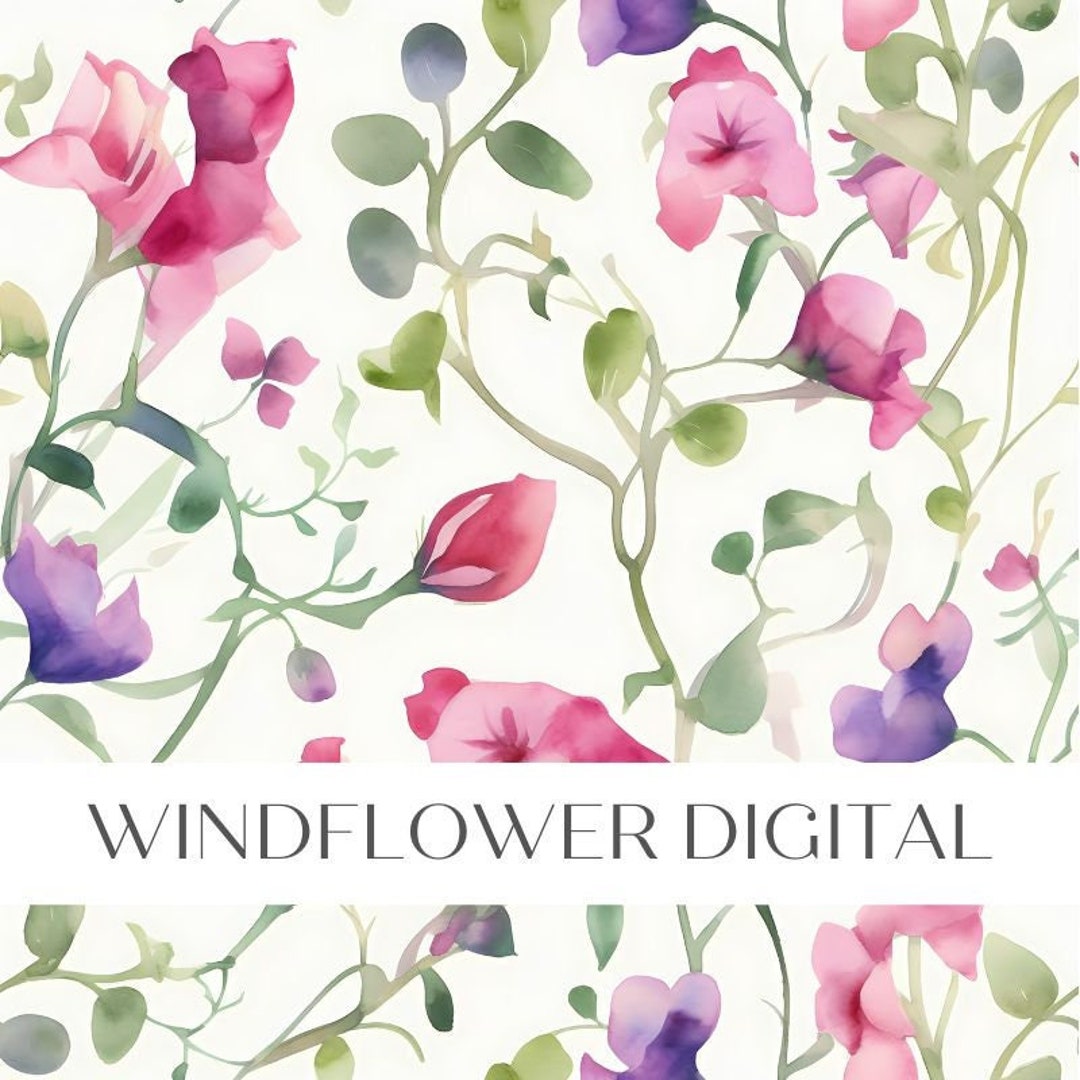 Sweet Pea Flowers Repeating Seamless Pattern Design, Repeating File ...