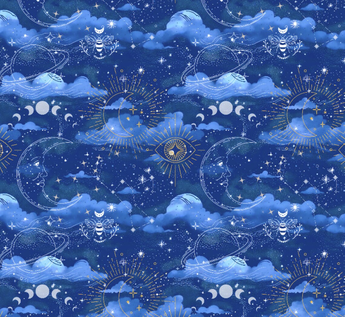 Celestial Sky Seamless Pattern | Moon and Stars Art Pattern for ...