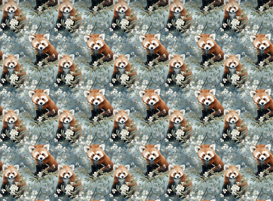 Red Panda Seamless Pattern | Panda Bear Floral Animal Pattern | Fabric ...