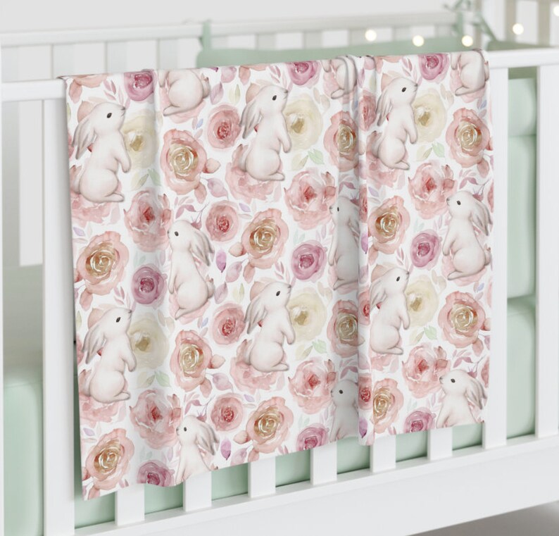 Floral Bunny Seamless Pattern | Watercolor Pink Roses Repeating Pattern ...