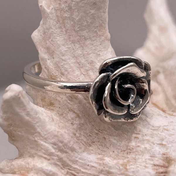 Vintage Sterling Silver Rose Blossom Flower Ring, Designer Boma, Artisan Crafted, Band Stamped 925, Size 6 ~ Fine Jewelry Estate Retro ~