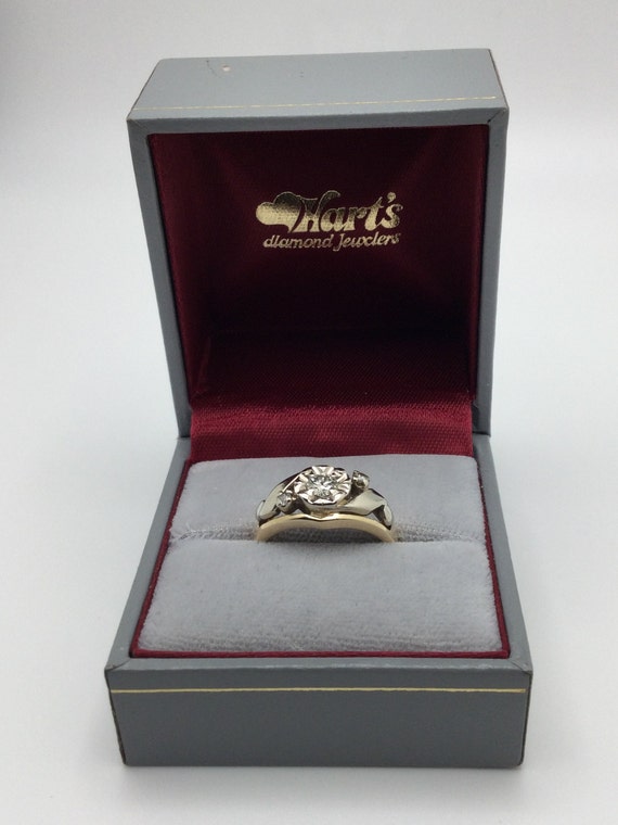 Vintage 14K Two Tone Gold Diamond Solitaire Ring,… - image 10