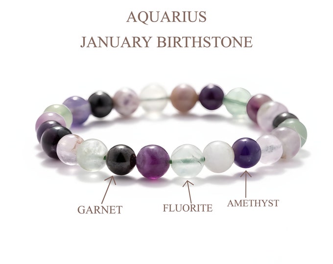 Aquarius Bracelet- Aquarius Zodiac Bracelet- Aquarius Crystals HEALING- Friendship Bracelet- Aquarius Birthday Gift- Aquarius Birthstone