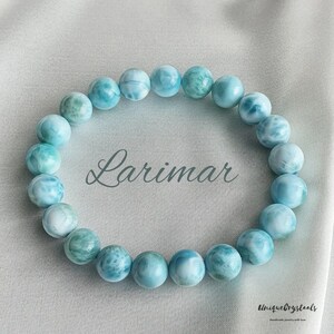 Larimar Bracelet | AAA Grade Larimar Beaded Bracelet | Elastic Bracelet | Dainty Larimar Jewelry | 8mm Blue Larimar Gemstone Bracelet