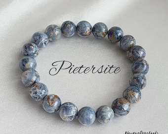 High Quality Pietersite 8mm Crystal Bracelet- Pietersite Jewelry- Stretch Bracelet- Blue Pietersite Gemstone Bracelet- Genuine Pietersite