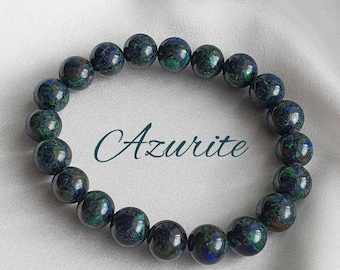 Azurite Bracelet- Crystal Bracelet- Azurite Healing Bracelet- Azurite Energy Bracelet- Azurite Stretch Bracelet- Handmade Gemstone Bracelet