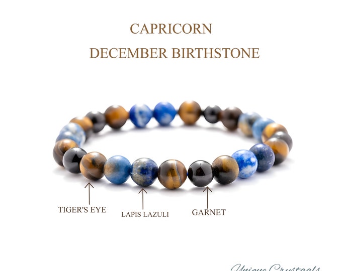 Capricorn Bracelet- Capricorn Healing Crystals- Capricorn BIRTHDAY Gift- Zodiac Gift for Capricorn Women- Zodiac Gift for Men- Gift For Her