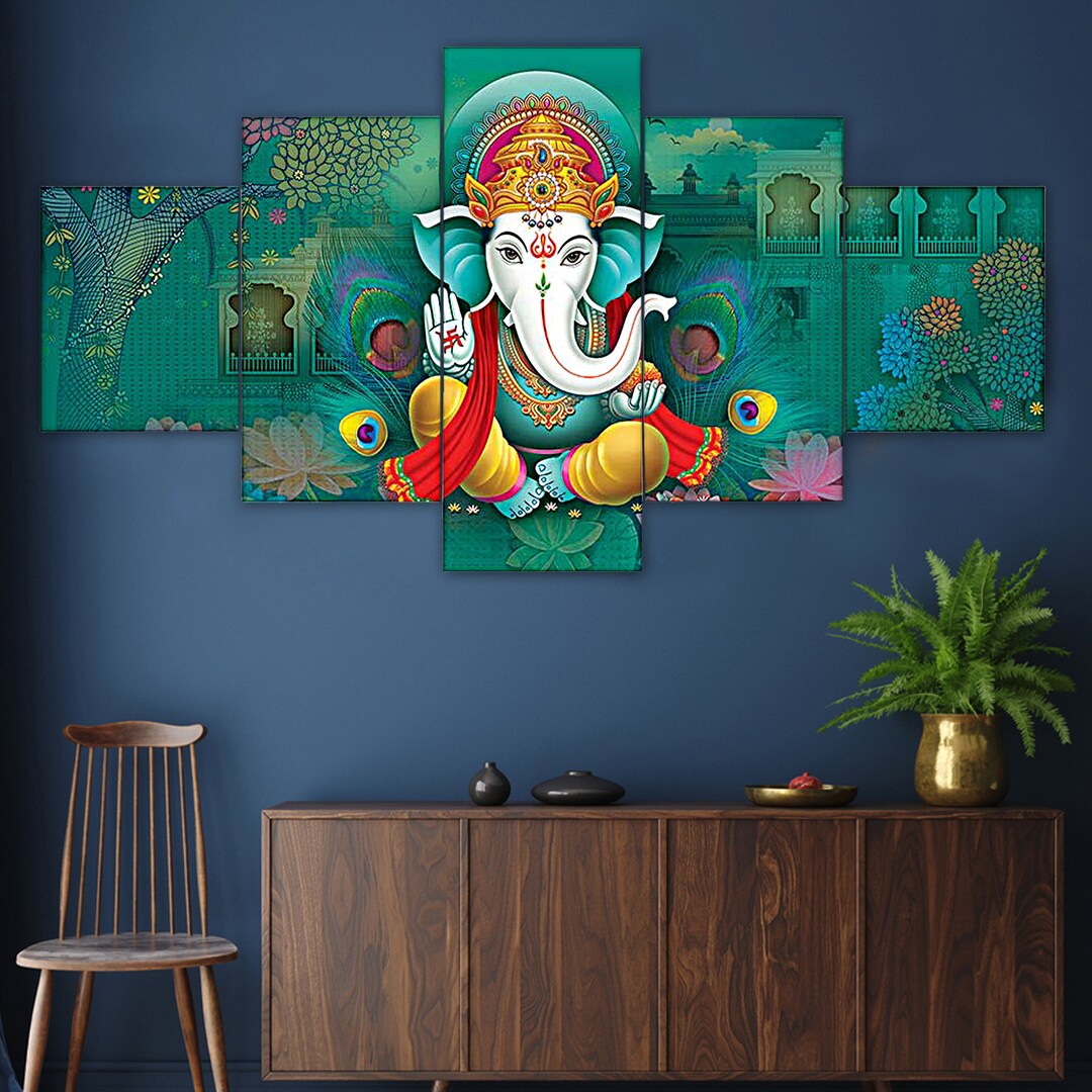 Ganesha Multi Panel Wall Art Ganesha Wall Painting Wall Etsy