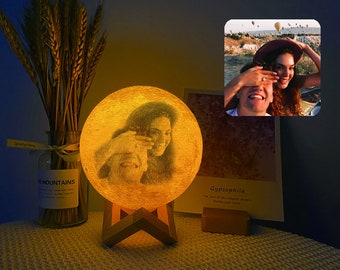 Engagement Gifts for Couple, Engagement Light, Personalized Engaged Gift, Custom Gift, Anniversary Birthday Wedding Gift, Photo 3D Moon Lamp