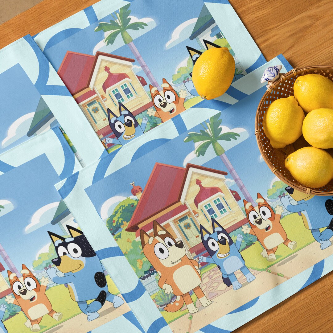 Bluey Family Placemat Set of 4 Cartoon Character Placemats Etsy