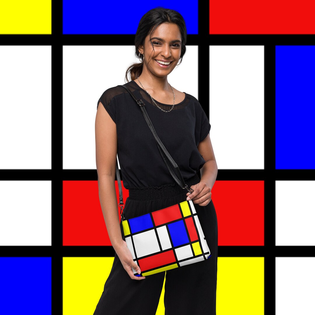 Mondrian Pattern Print Crossbody Bags