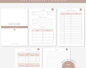 Cat Feeding Planner | Editable Cat Meal Tracker PDF | Printable Pet Feeding Schedule | Kitten Diet Log | Digital Pet Care Chart