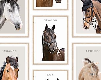 Custom Horse Portrait | Custom Horse Gift | Custom Pet Portrait | Personalized Horse Painting | Horse Gift | Custom Painting from Photo