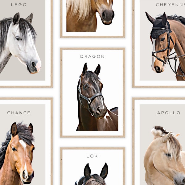 Portrait de cheval personnalisé | Cadeau cheval personnalisé | Portrait d'animal de compagnie personnalisé | Tableau cheval personnalisé | Cadeau cheval | Peinture personnalisée à partir d'une photo