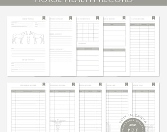 Journal de santé du cheval | Suivi du bien-être des chevaux PDF | Planificateur de soins pour chevaux modifiable | carnet de santé pour propriétaires de chevaux | Téléchargement numérique |