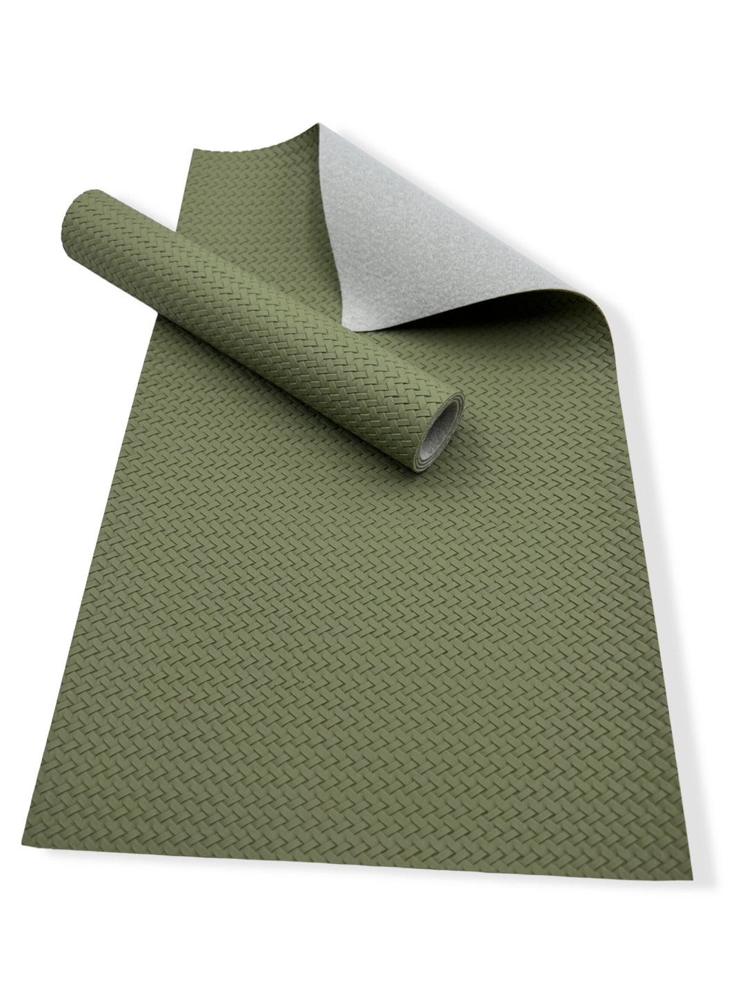 BASKETWEAVE Design Textured Faux Leather Sheets - Olive Green Faux ...