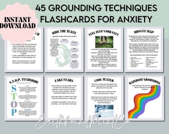 Grounding Techniques, Coping Skills Cards, Anxiety Cards, Calming Corner, CBT, Cognitive Therapy, Anxiety Relief, Anxiety Coping Flashcards