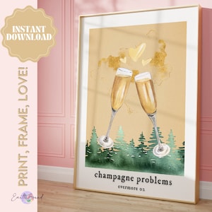 arte de pared inspirado en taylor / cartel de problemas de champán / musicoterapia / arte lírico / arte imprimible / estética swiftie / decoración del hogar / pintura