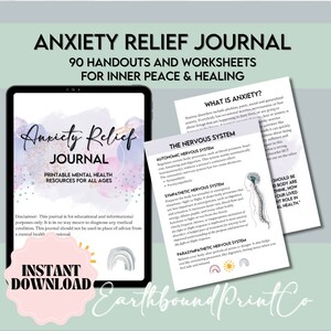 Anxiety Relief Journal, Therapy Worksheets, CBT, Cognitive Behavioral Therapy, Worry Workbook, Anxiety Worksheets, Self Care Journal