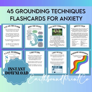 Aardingstechnieken, kaarten met copingvaardigheden, angstkaarten, kalmerende hoek, cognitieve therapie, verlichting van angst, flashcards voor omgaan met angst