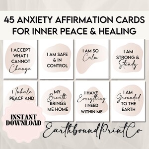 Anxiety Relief Affirmation Cards, Vision Board Printables, Law of Attraction, Minimalist Positive Affirmation Cards, Self Care, Healing
