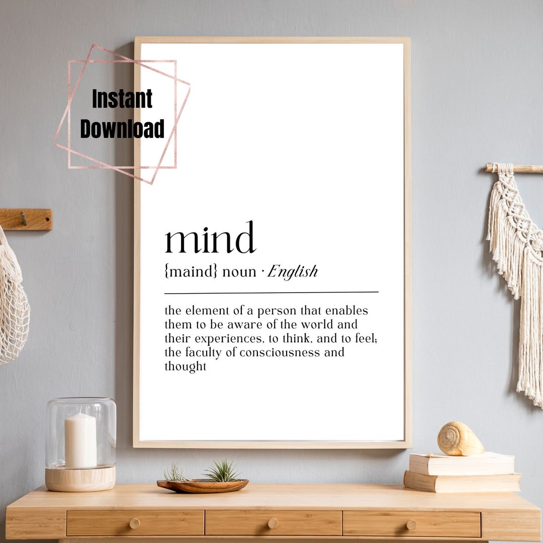 Mind Definition Print Mind Body Soul Wall Art Self Love Printable Definition Print Minimalist