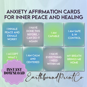 Anxiety Relief Affirmation Cards, Positive Aura Vision Board Printables, Law of Attraction Cards, Printable Affirmation Cards, Self Care