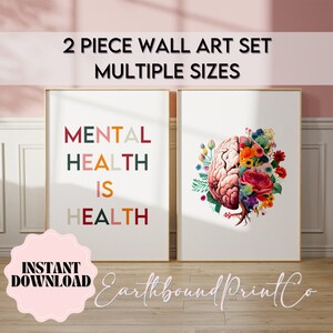 Mental Health Is Health Wall Art Poster | Counsellor Gift Therapy Printable Gift For Her | Self-Care Positive Affirmation | Mindfulness Gift