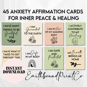 Anxiety Relief Affirmation Cards, Minimalist, Vision Board Printable, Law of Attraction Cards, Printable Affirmation Cards, Self Care