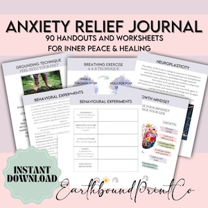 Anxiety Relief Journal, Therapy Worksheets, CBT, Cognitive Behavioral Therapy, Worry Workbook, Anxiety Worksheets, Self Care Journal