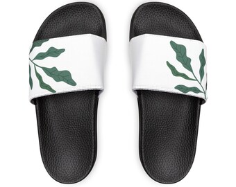 Men's PU Slide Sandals leafy leaves