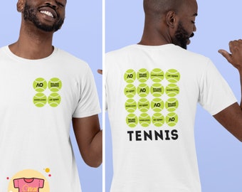 Camiseta de tênis com estampa de bola de tênis, presente para fã de tênis, ideal para jogadores de tênis, para a temporada de tênis, para amantes do tênis, camiseta dos Grand Slams de tênis.